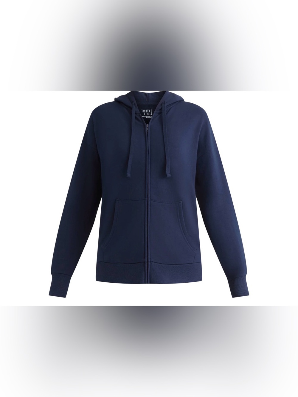 Time And Tru Relaxed Fit Fleece Jacket Women’s XS Dark Navy Blue Zip Up NWT